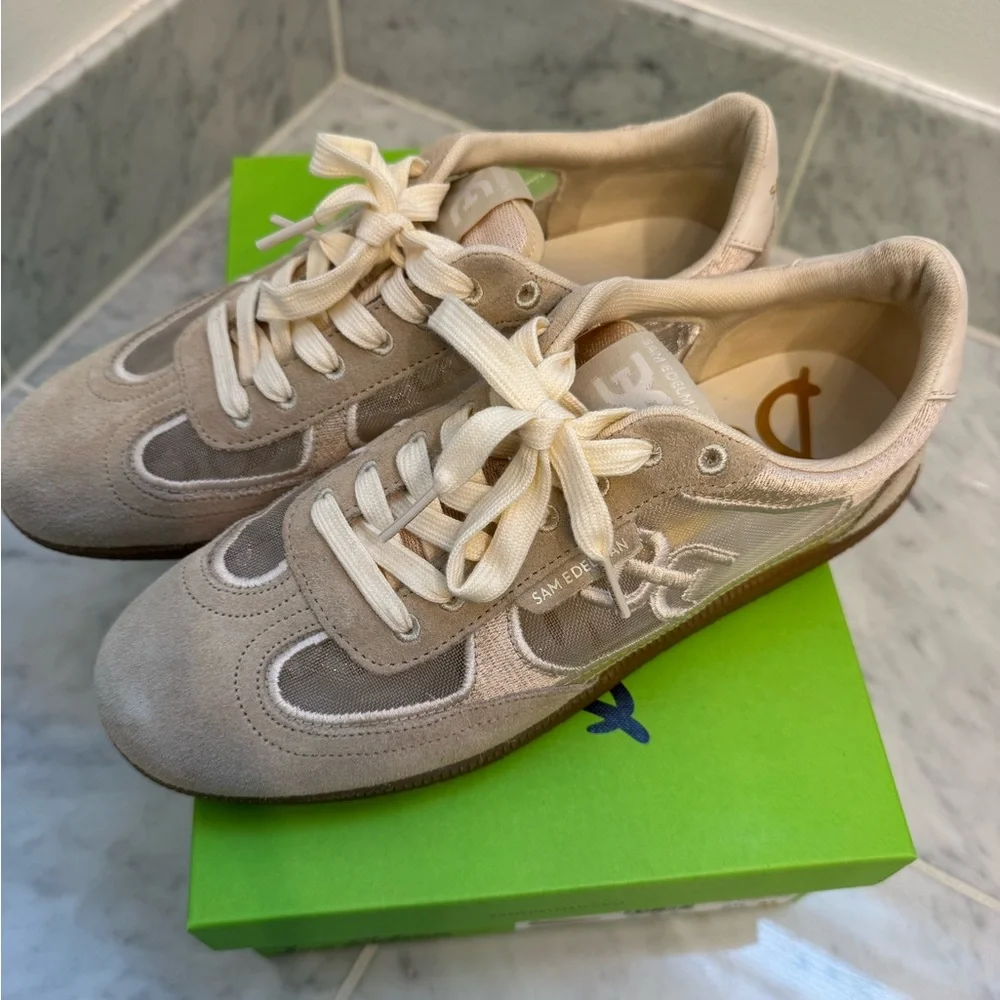 Sam Edelman Kyla Sneakers in Ivory/Honey Tan - Picture 2 of 10